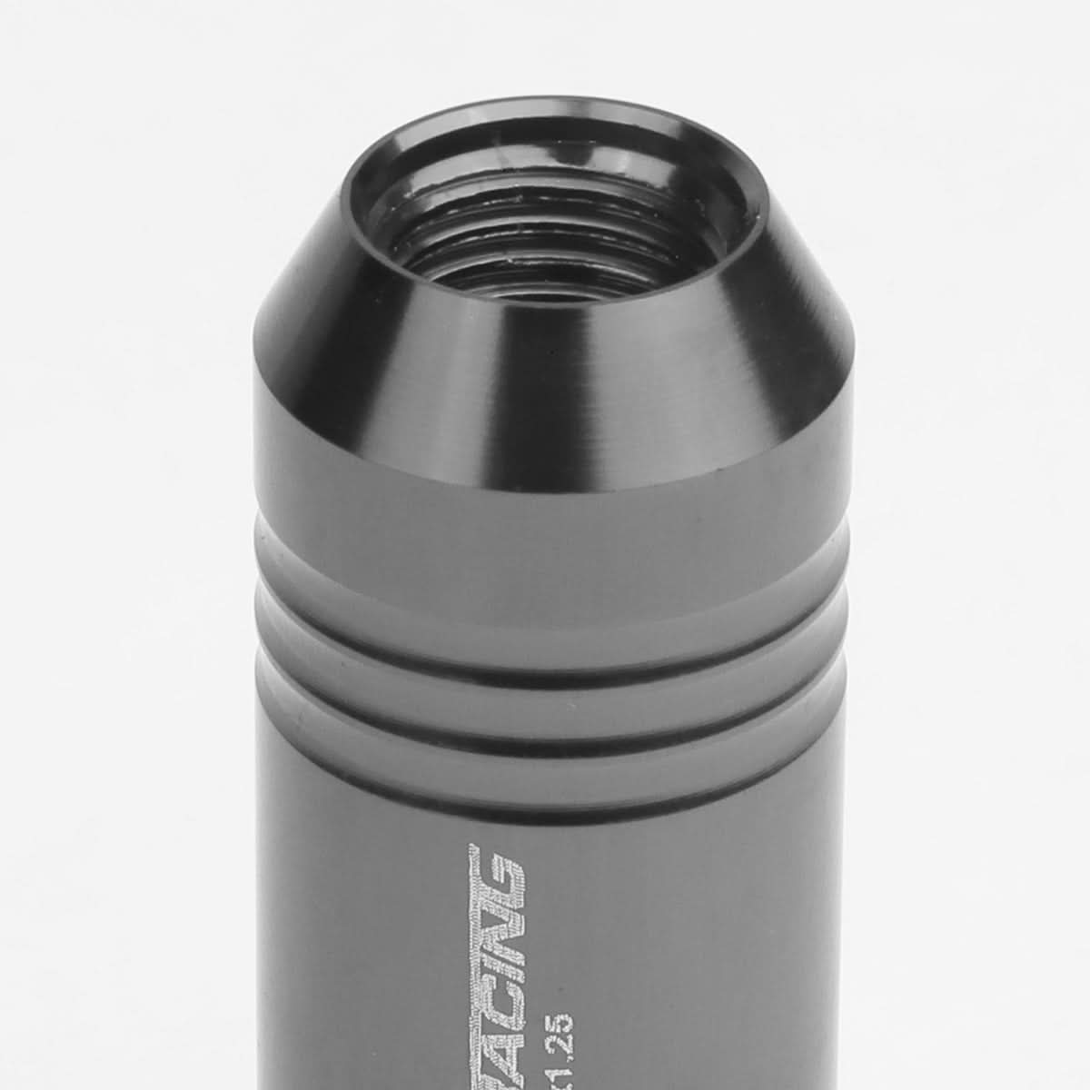 M12 x 1.25 Extended Rib Shank Lug Nuts 60mm Gun Metal Aluminum 20pc