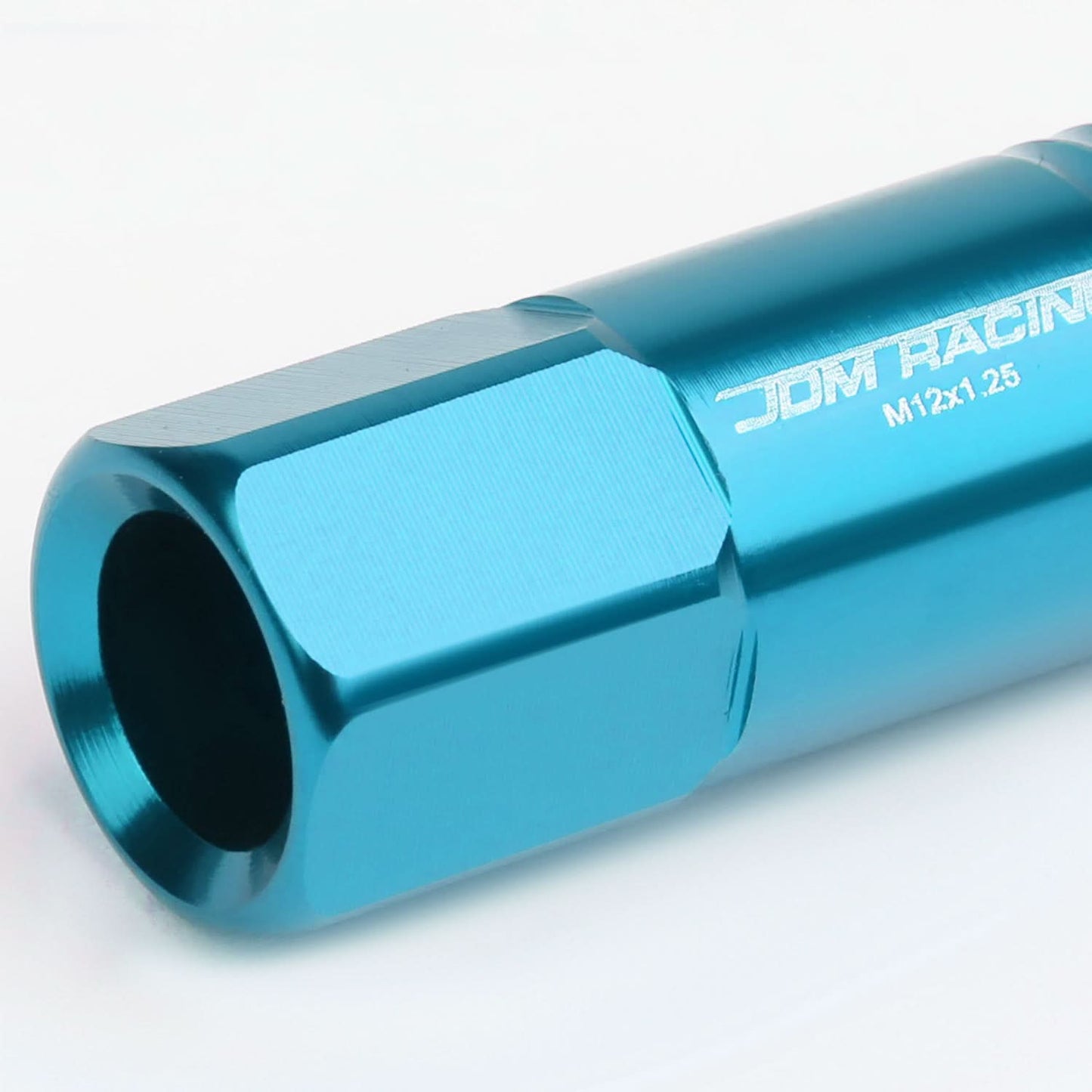M12 x 1.25 Aluminum Lug Nuts Extended 60mm 20pc Set Light Blue