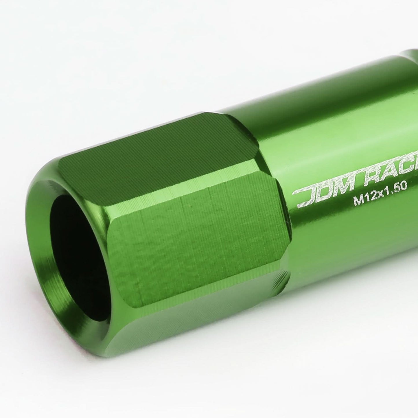 M12 x 1.5 Extended Aluminum Lug Nuts 60mm Tall Open End 20pc Green