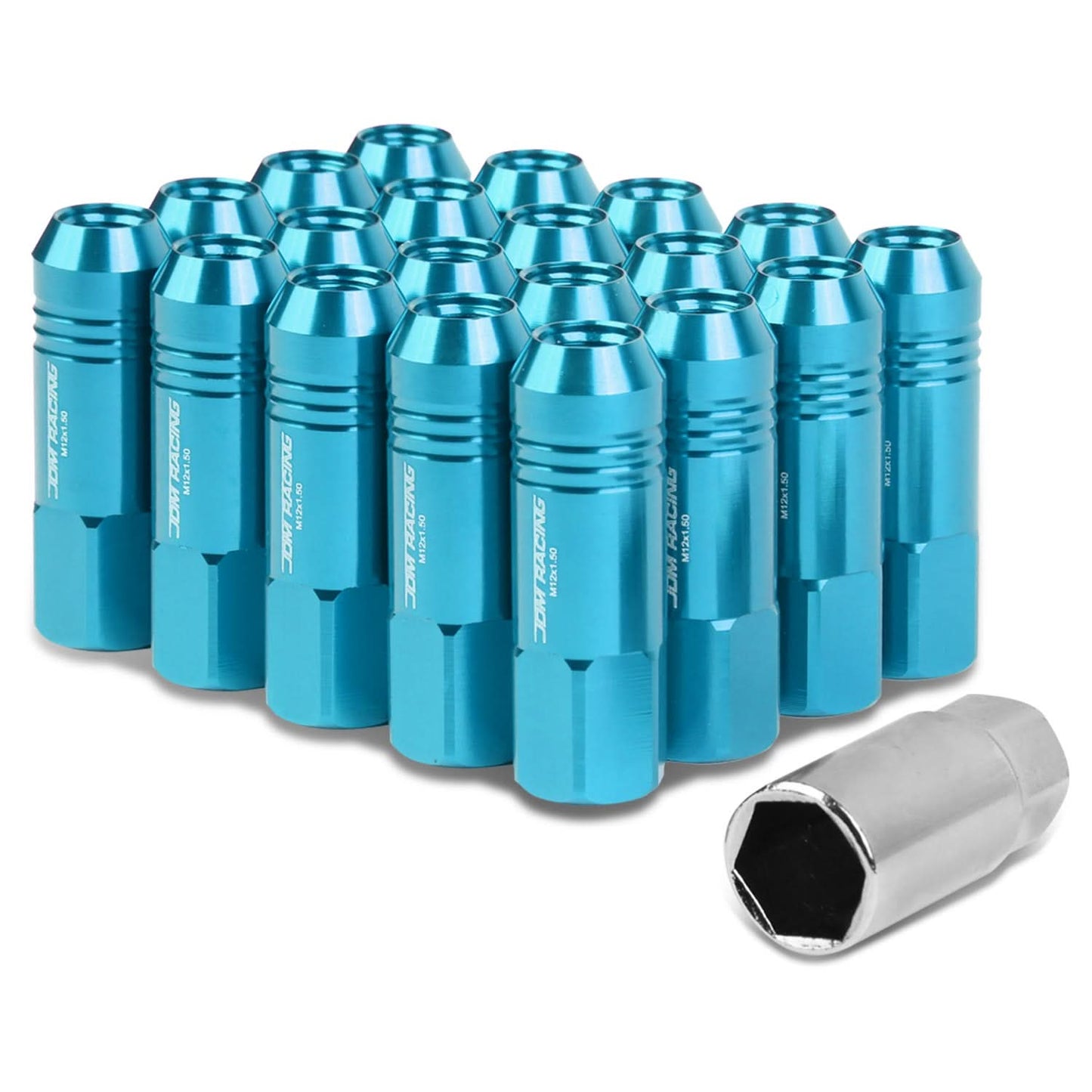 M12 x 1.5 Extended Rib Shank Lug Nuts - Aluminum