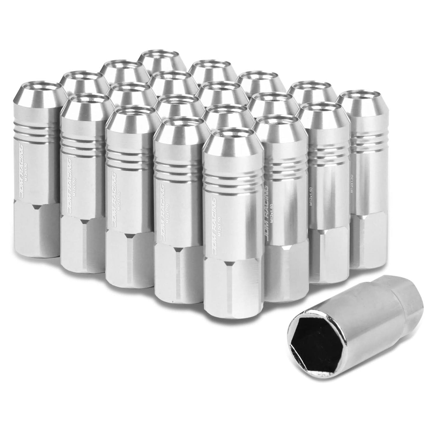 Universal Aluminum M12 x 1.5 Extended Lug Nuts - 60mm Rib Shank - 20pc