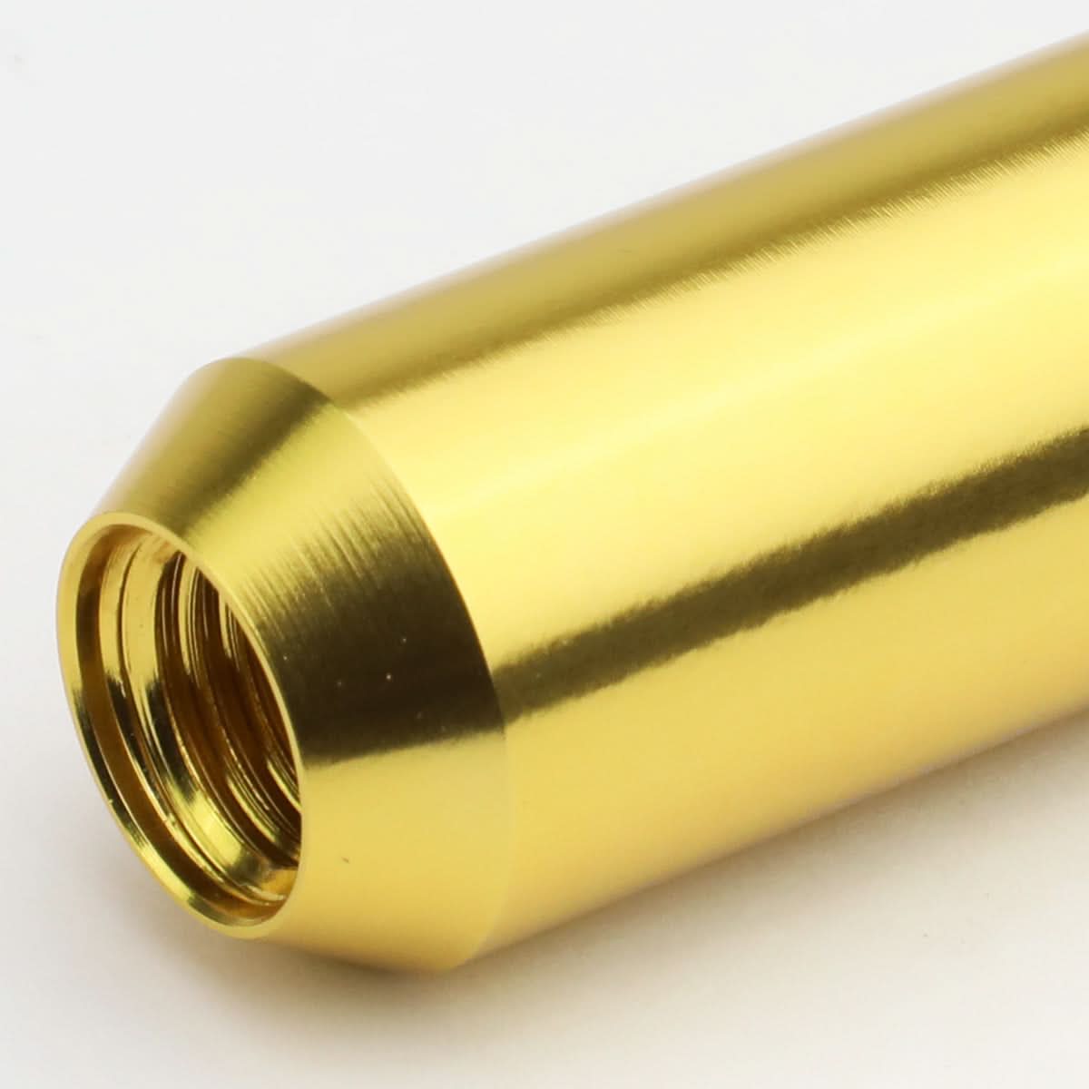 M12 x 1.25 Extended Open End Lug Nuts with Locks - Aluminum Gold