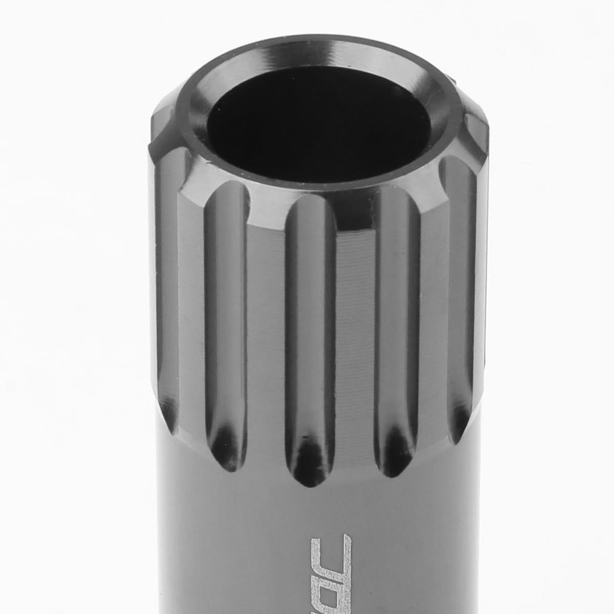 M12 x 1.25 Extended Lug Nuts with Locks 16pc Set Aluminum Gun Metal