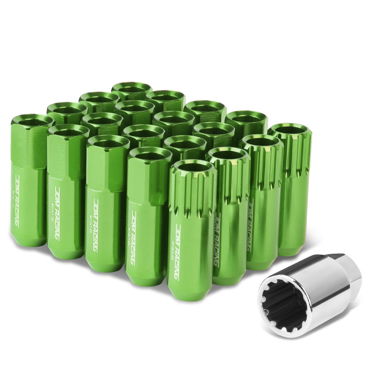 M12 x 1.25 Extended Open End Lug Nuts with Locks - Aluminum