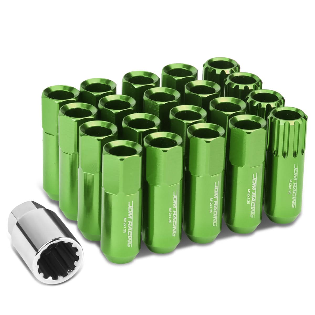 M12 x 1.25 Extended Open End Lug Nuts with Locks - Aluminum