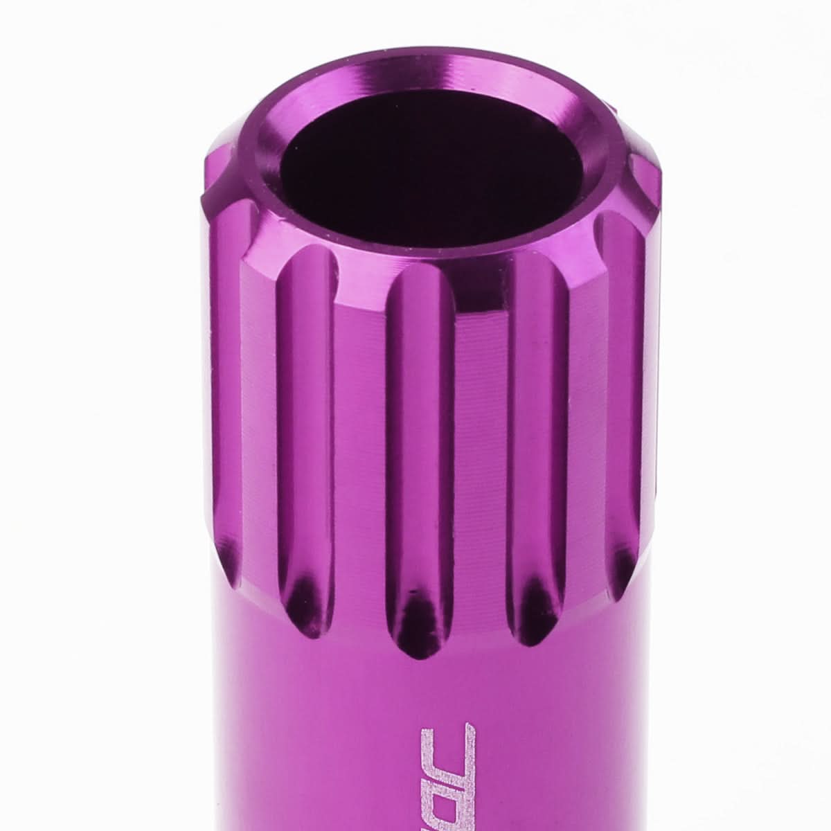 M12 x 1.25 Extended Open End Lug Nuts with Locks - Purple Aluminum