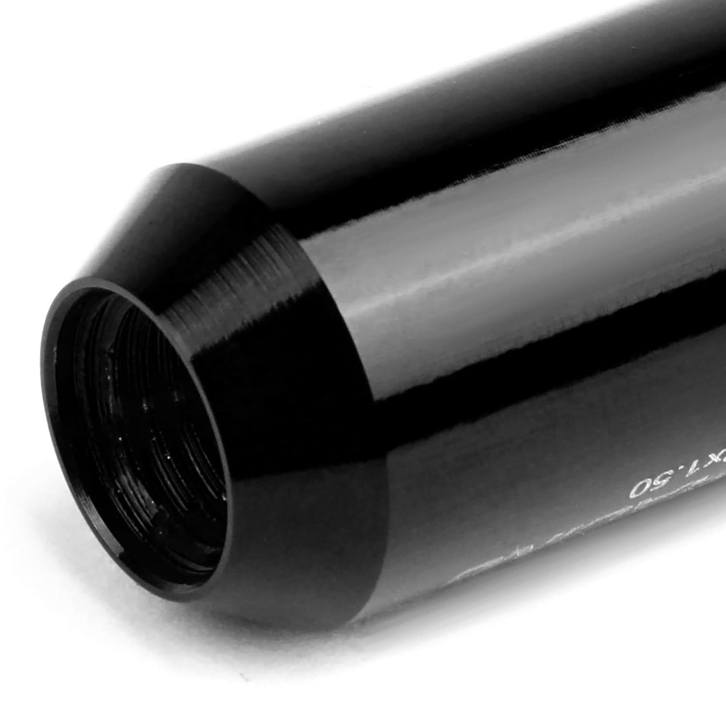 M12 x 1.5 Extended Aluminum Lug Nuts - 60mm Tall - Black 20pc Set