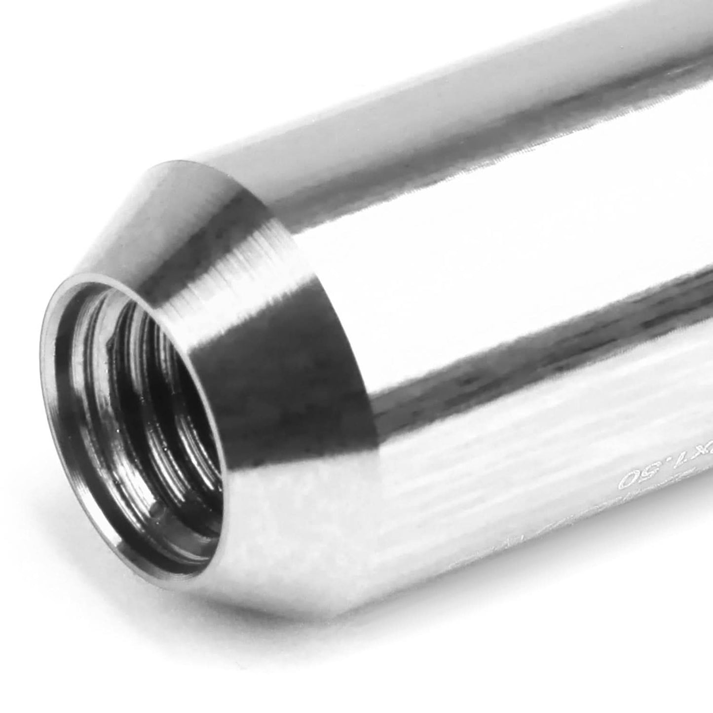 M12 x 1.5 60mm Extended Aluminum Lug Nuts 16pc + 4 Locks Silver