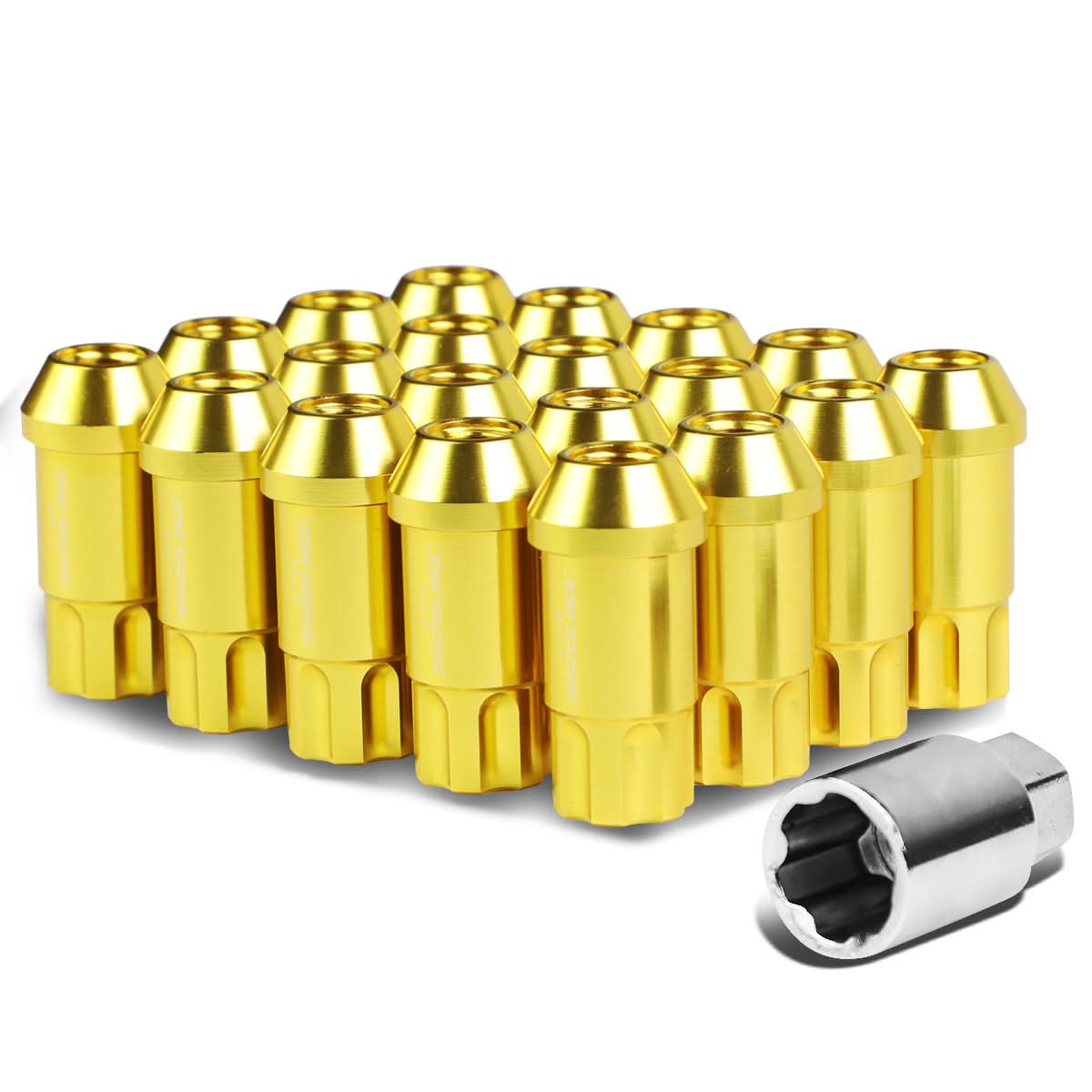 M12 x 1.25 Extended L40 Style Lug Nuts 20pc Set with Locks - Aluminum