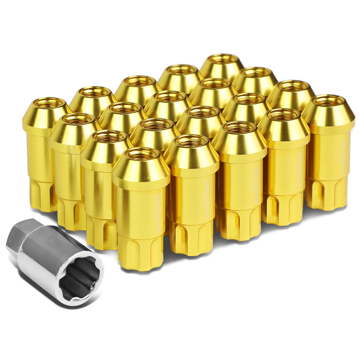 M12 x 1.25 Extended L40 Style Lug Nuts 20pc Set with Locks - Aluminum