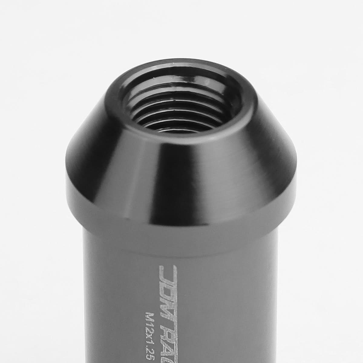 L40 Style Extended Aluminum Lug Nuts M12x1.25 20pc Set Gun Metal