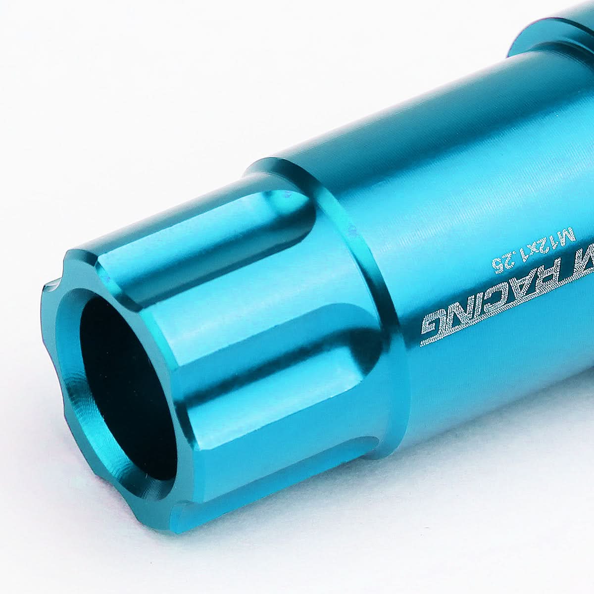M12 x 1.25 Extended Aluminum Lug Nuts w/ Locks 20pc Set Light Blue