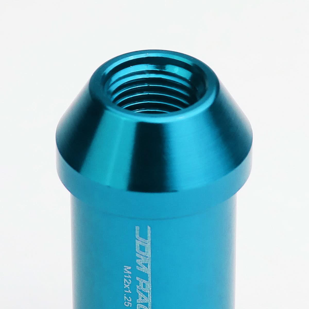 M12 x 1.25 Extended Aluminum Lug Nuts w/ Locks 20pc Set Light Blue