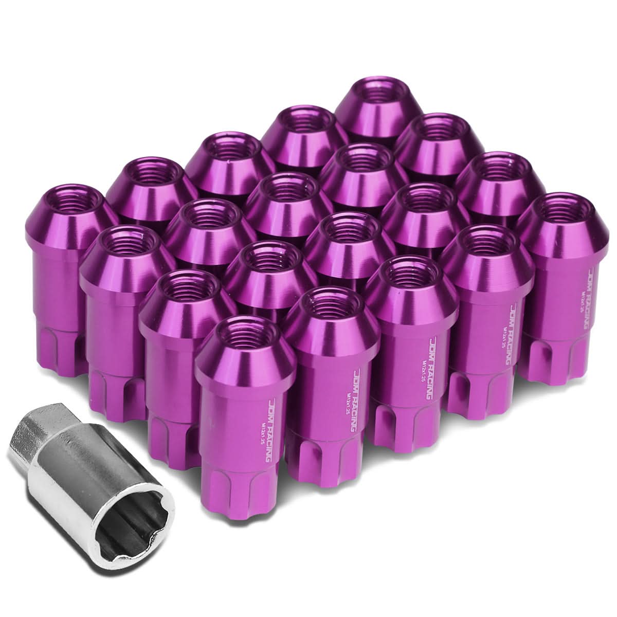 Purple Aluminum Lug Nuts M12x1.25 L40 Style Extended 20pc Set