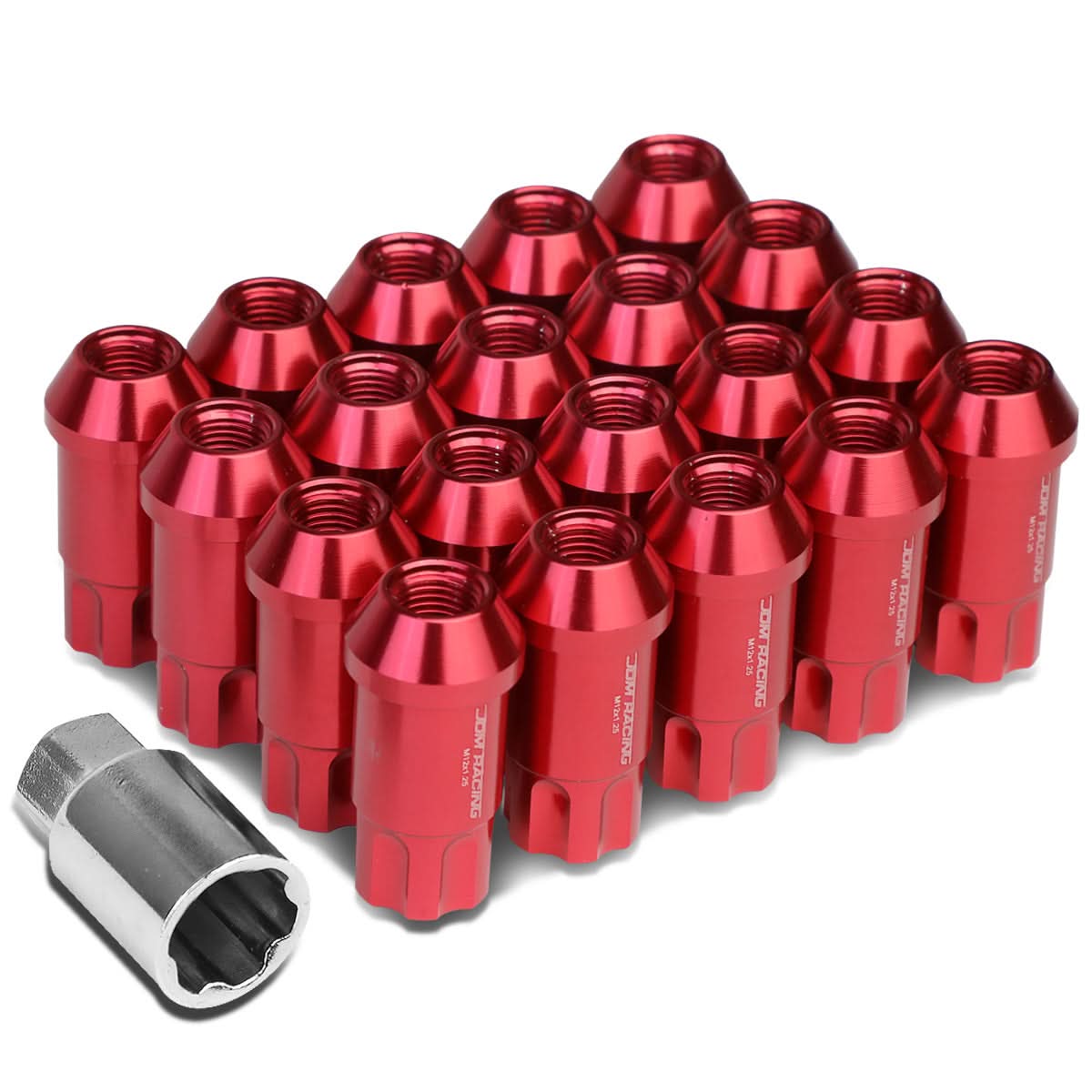 M12 x 1.25 L40 Style Extended Lug Nuts 20pc Set w/ Locks - Aluminum