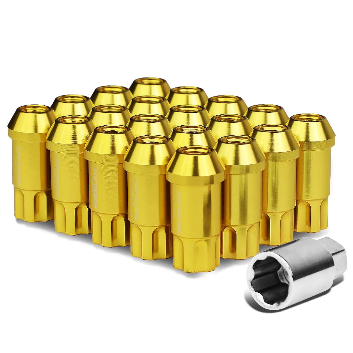M12 x 1.5 Extended L40 Style Lug Nuts 20pc Set with Locks - Aluminum
