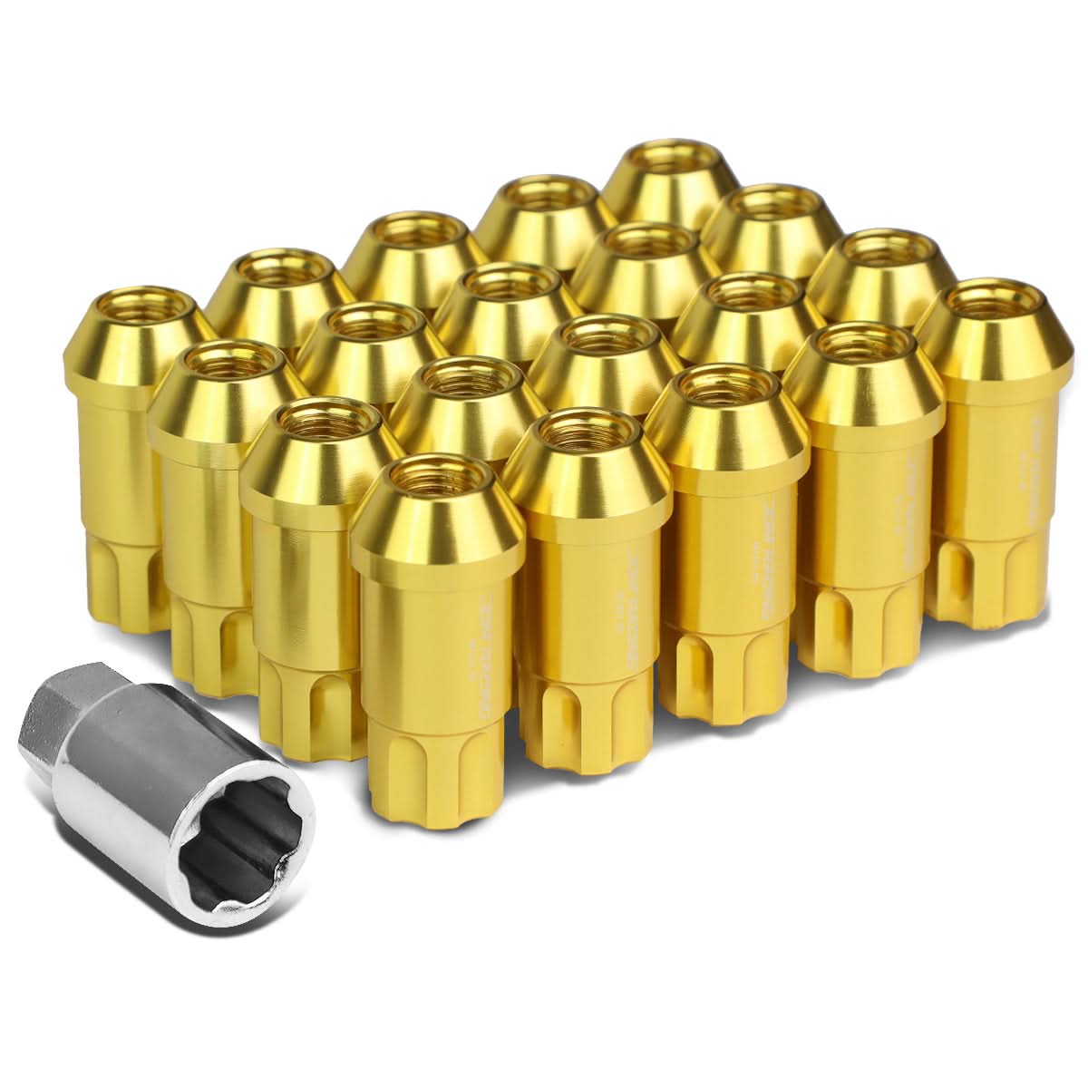 M12 x 1.5 Extended L40 Style Lug Nuts 20pc Set with Locks - Aluminum