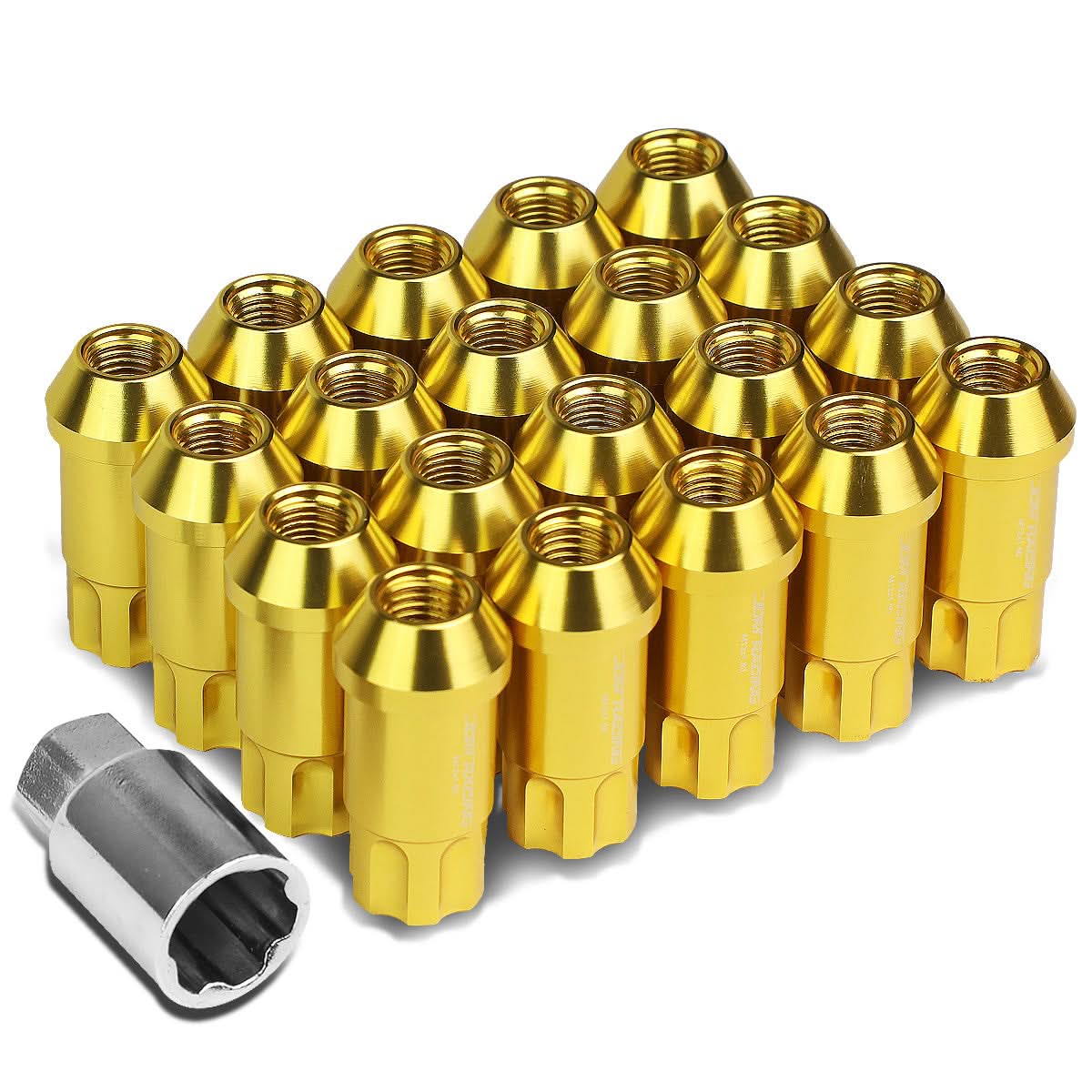 M12 x 1.5 Extended L40 Style Lug Nuts 20pc Set with Locks - Aluminum