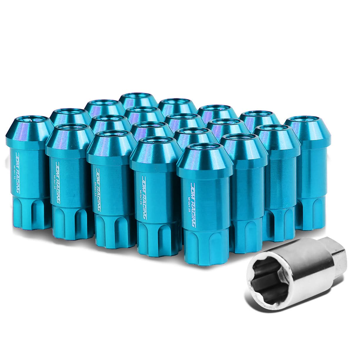 M12 x 1.5 Extended L40 Style Lug Nuts 20pc Set w/ Locks - Aluminum