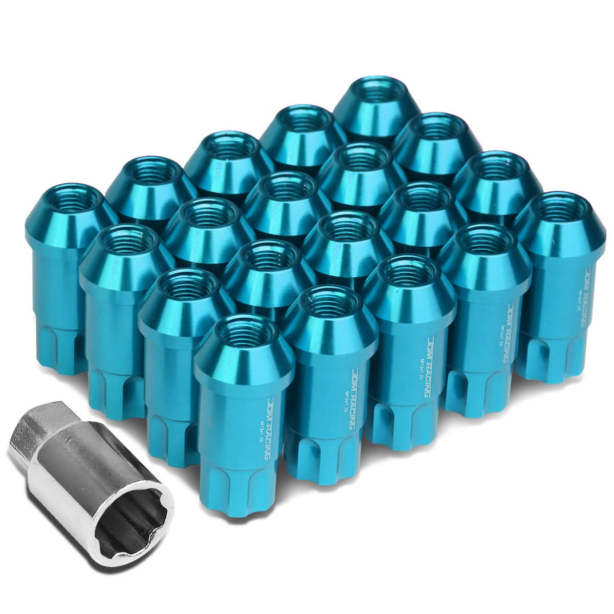 M12 x 1.5 Extended L40 Style Lug Nuts 20pc Set w/ Locks - Aluminum