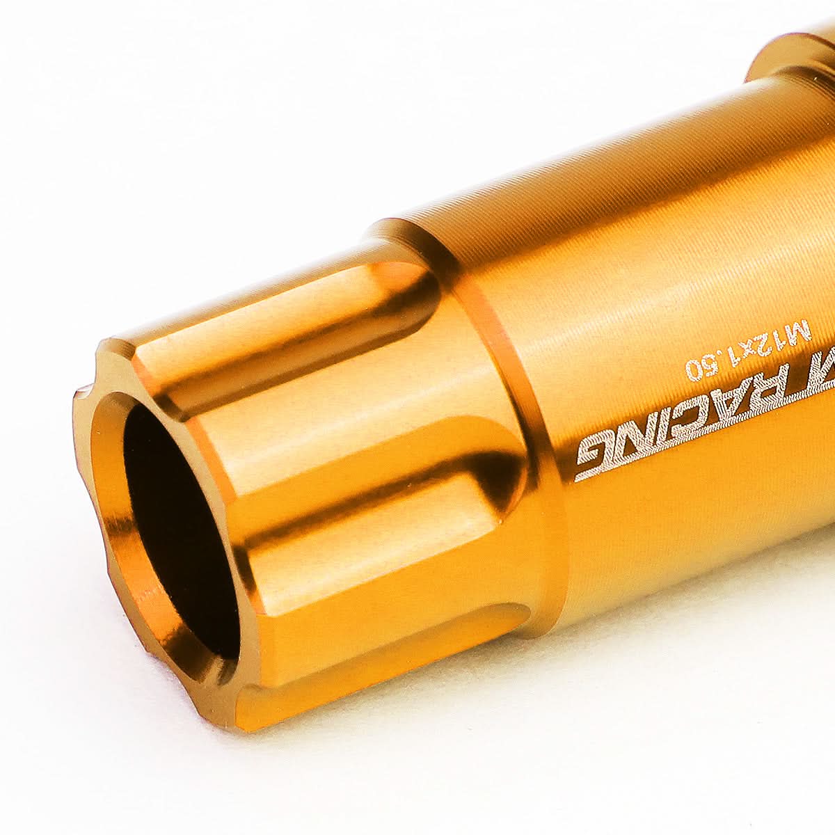 L40 Style Extended Lug Nuts - M12 x 1.5 - 50mm - Orange Aluminum