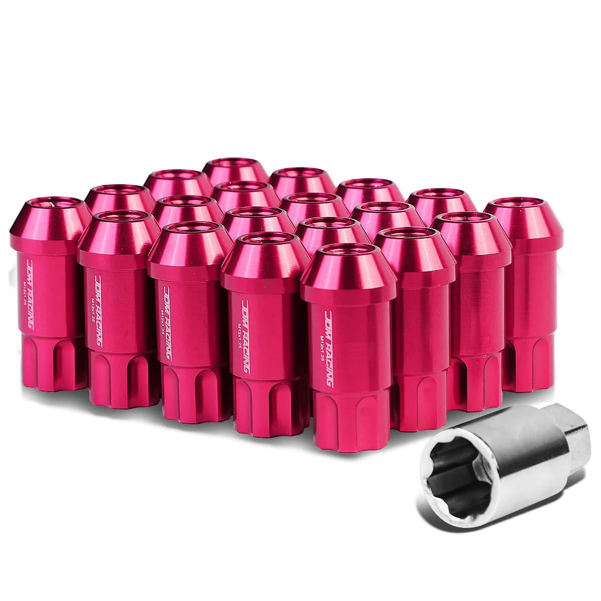 L40 Style Extended Open End Aluminum Lug Nuts M12x1.5 20pc Pink
