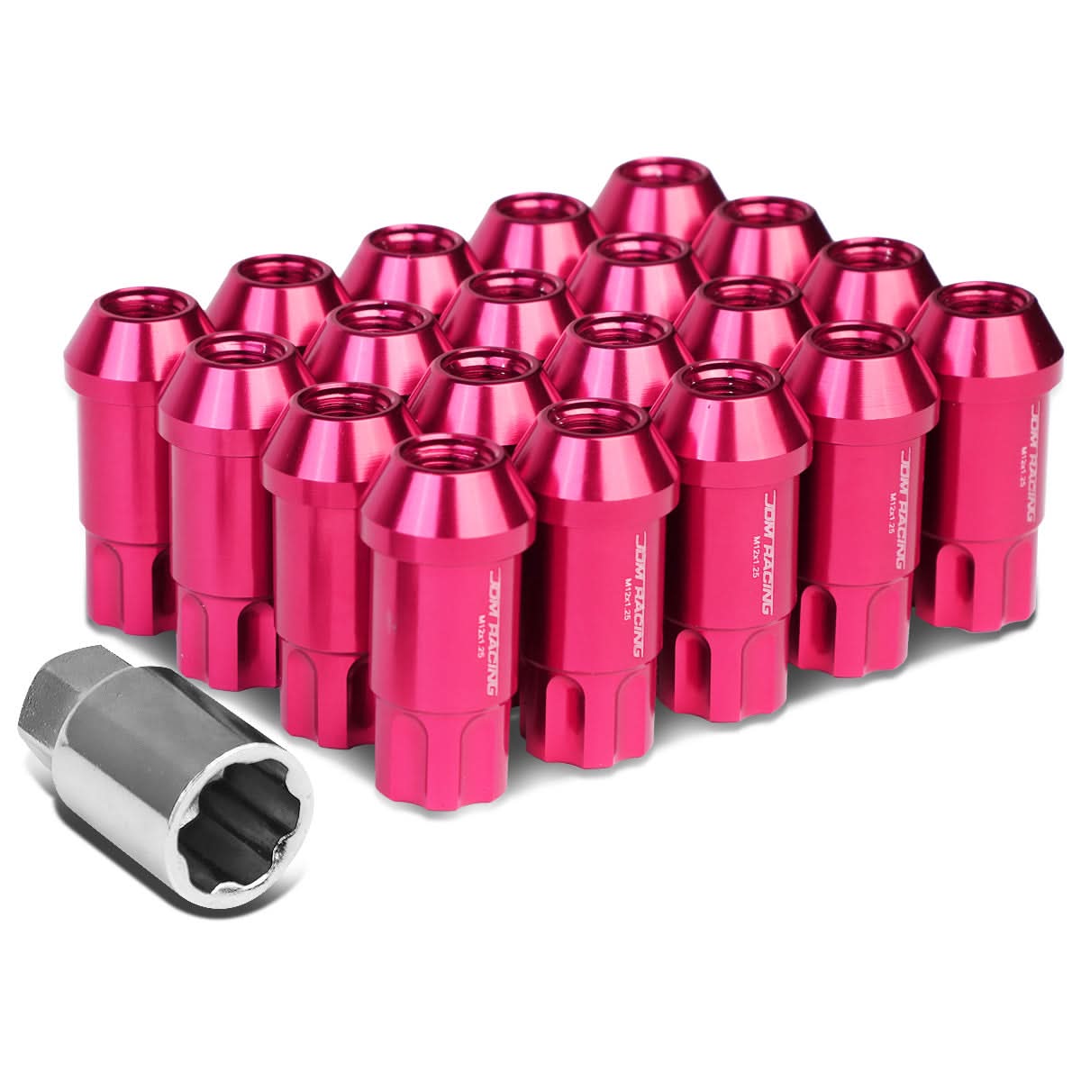 L40 Style Extended Open End Aluminum Lug Nuts M12x1.5 20pc Pink