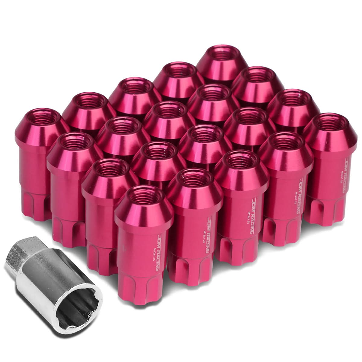 L40 Style Extended Open End Aluminum Lug Nuts M12x1.5 20pc Pink