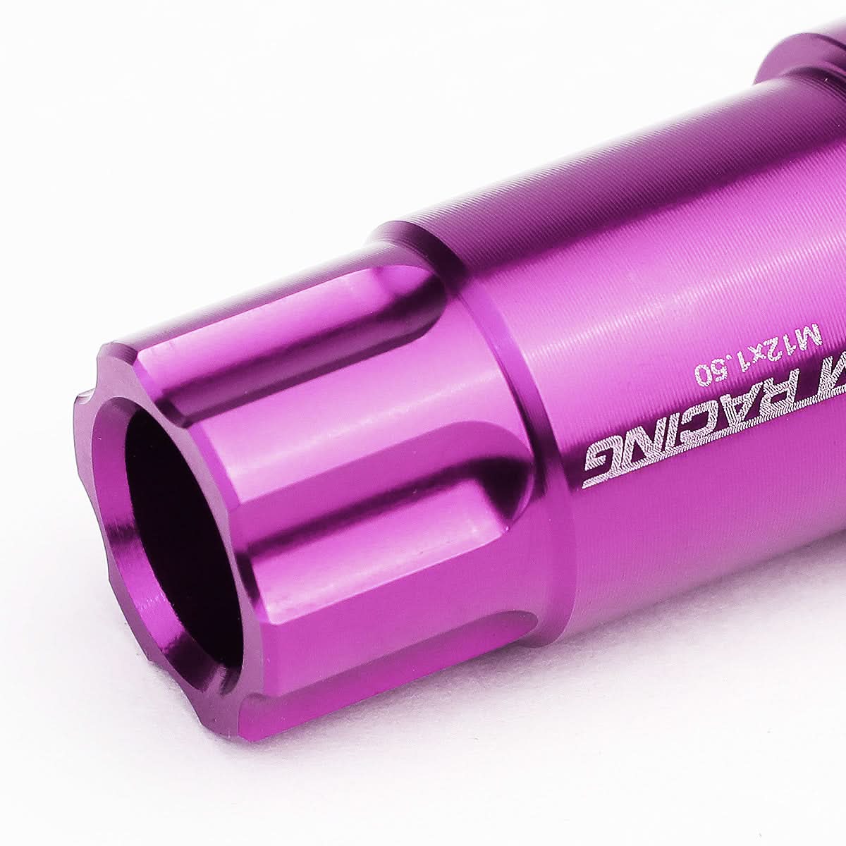Aluminum L40 Style Extended Lug Nuts M12x1.5 50mm Purple 20pc w/ Locks