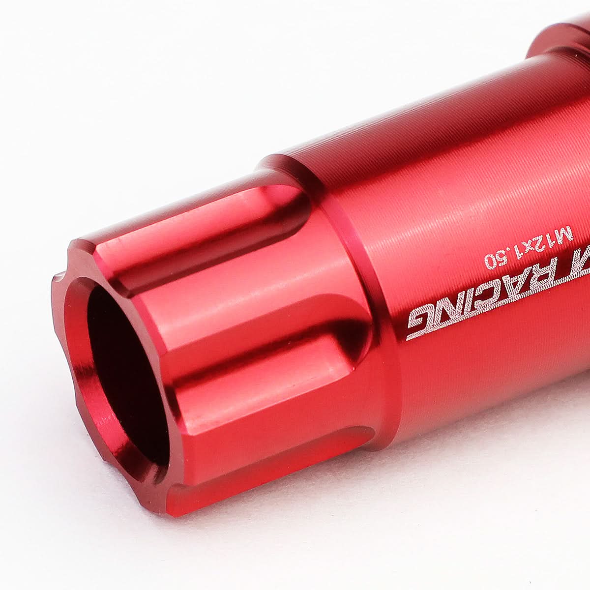 L40 Style Extended Lug Nuts Set w/ Locks M12x1.5 50mm Red Aluminum