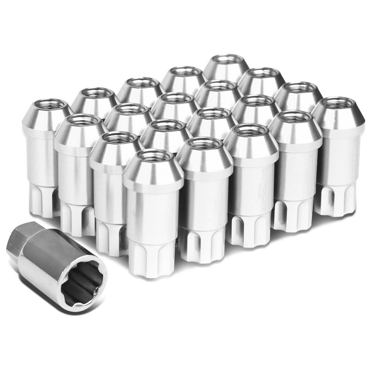 M12 x 1.5 Extended Open End Lug Nuts w/ Locks 20pc Set - Aluminum
