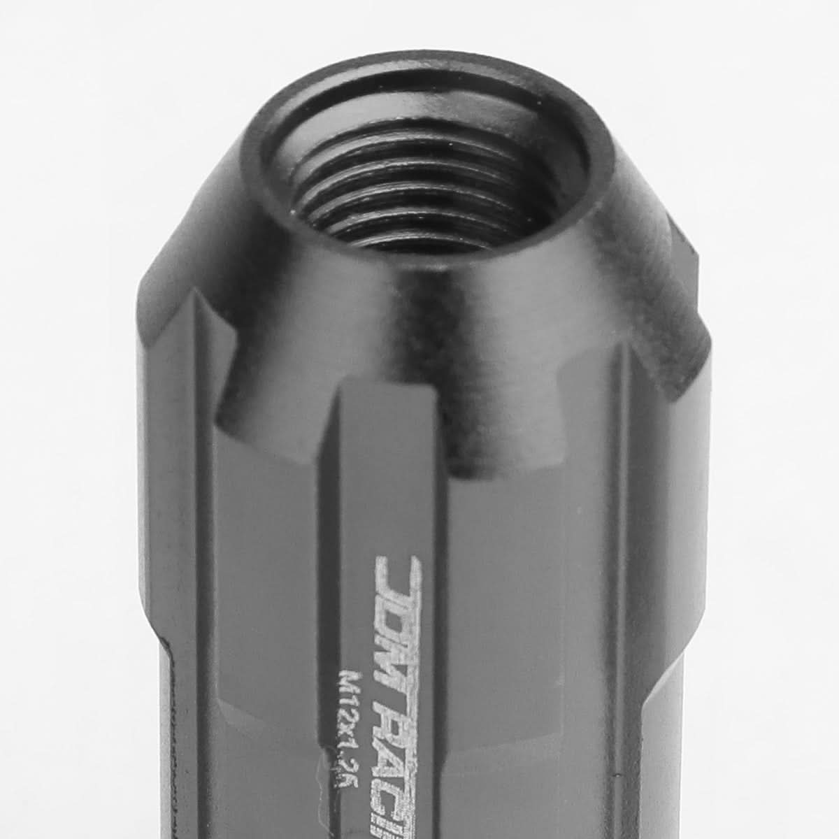 M12 x 1.25 Spline Extended Lug Nuts 50mm Tall Gun Metal 20pc w/ Locks