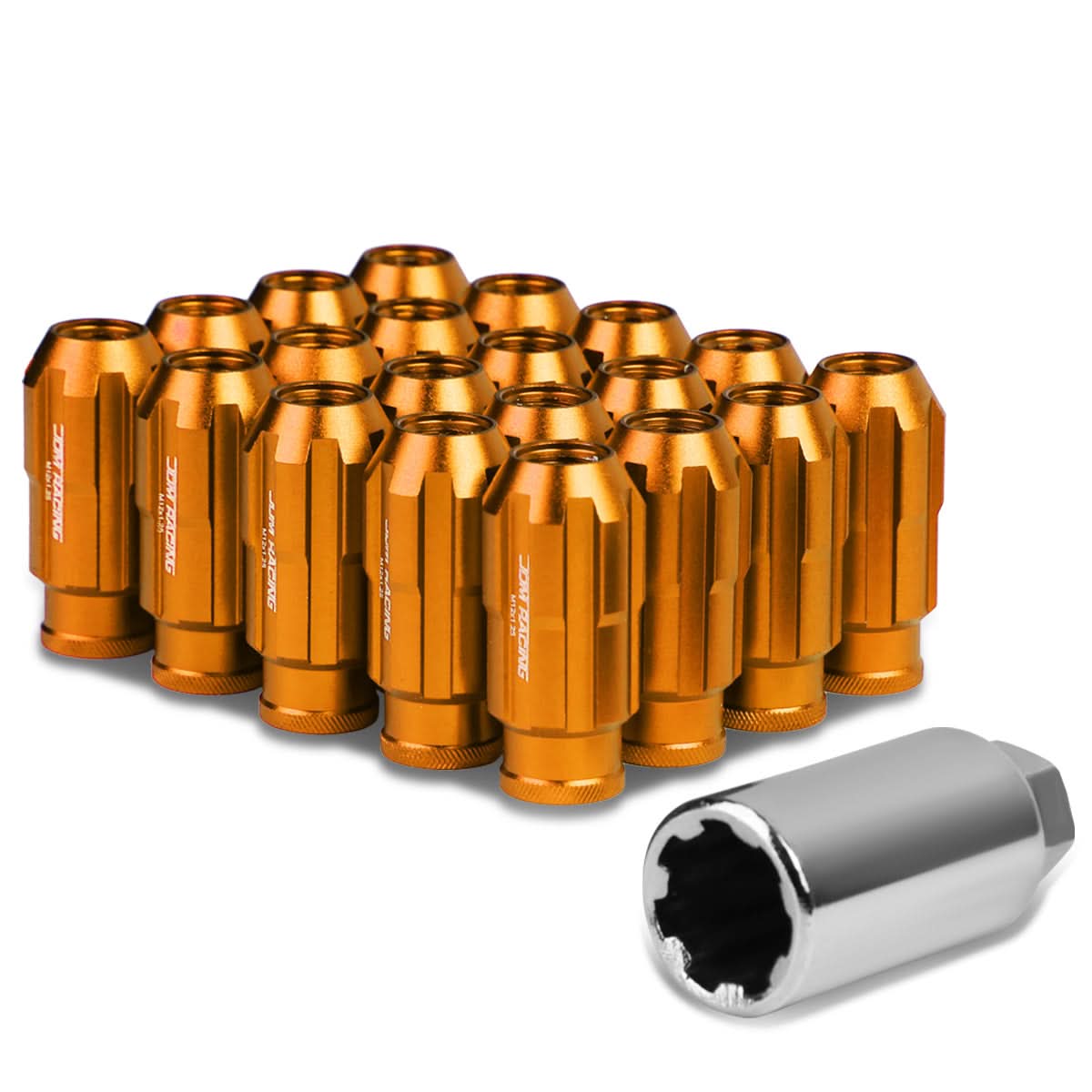 M12 X 1.25 Spline Style Extended Lug Nuts 20pc Set - Aluminum