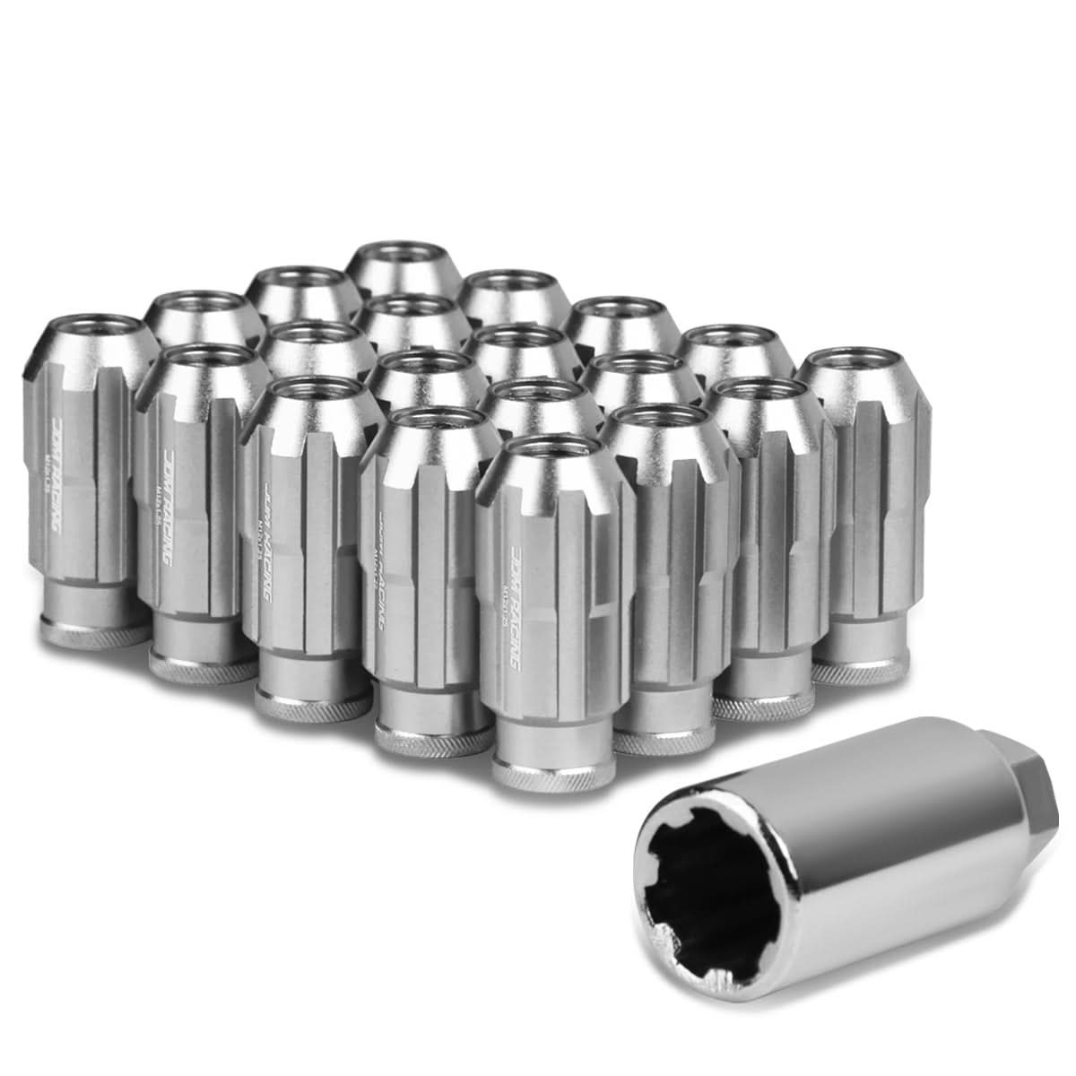 M12 x 1.25 Spline Style Extended Lug Nuts with Locks - Aluminum