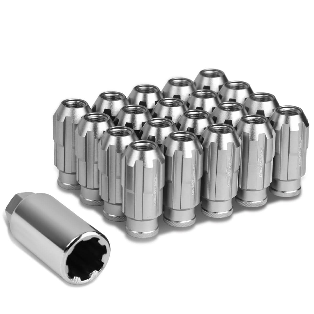M12 x 1.25 Spline Style Extended Lug Nuts with Locks - Aluminum