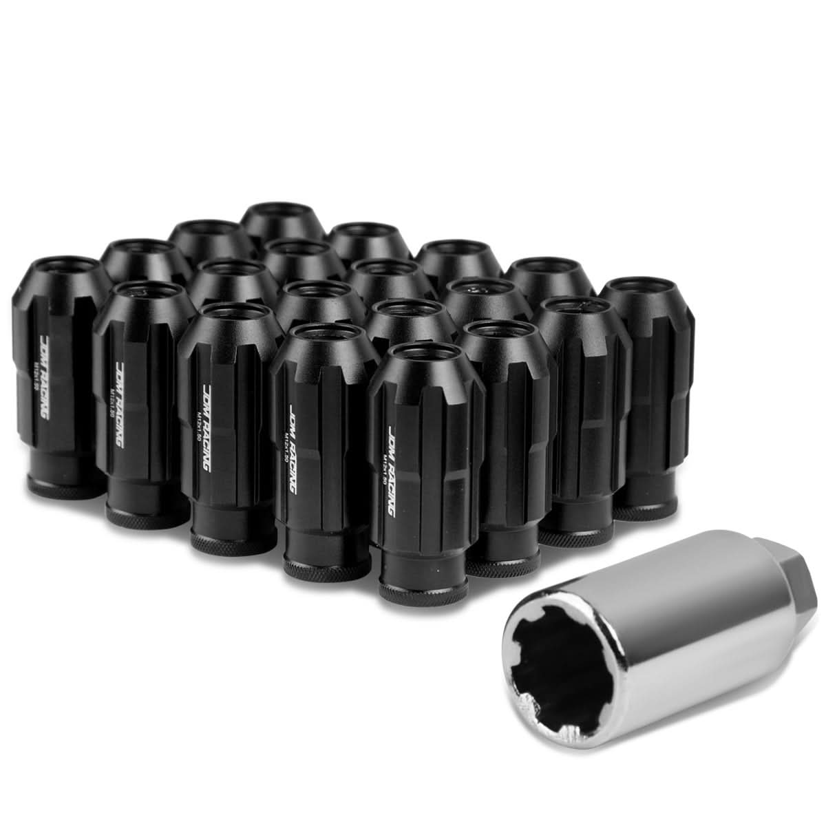 M12 x 1.5 Spline Extended Lug Nuts with Locks - Aluminum