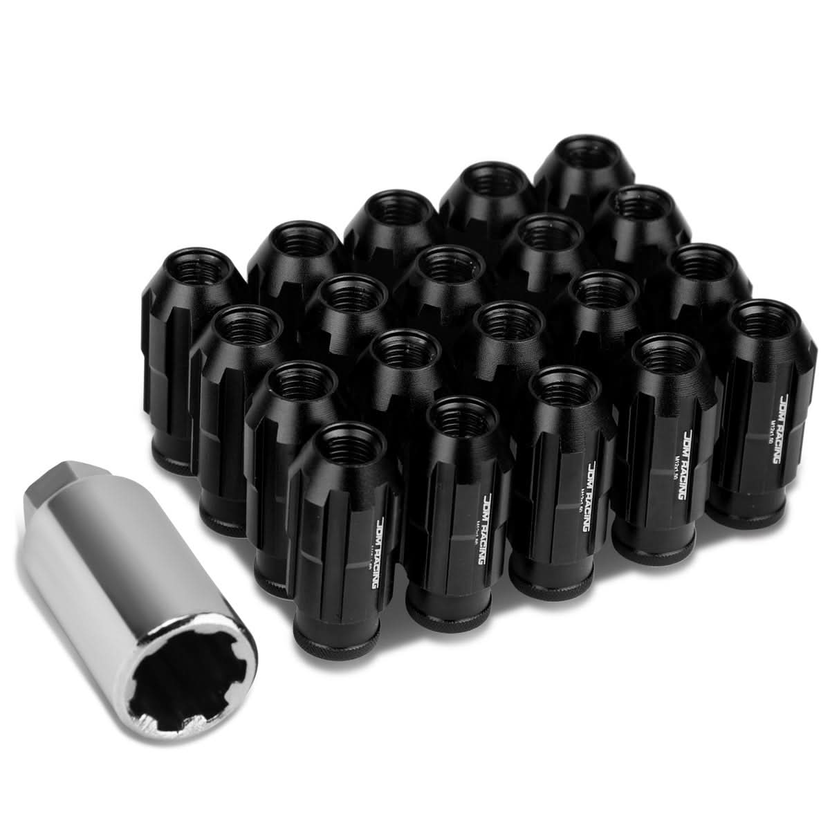M12 x 1.5 Spline Extended Lug Nuts with Locks - Aluminum