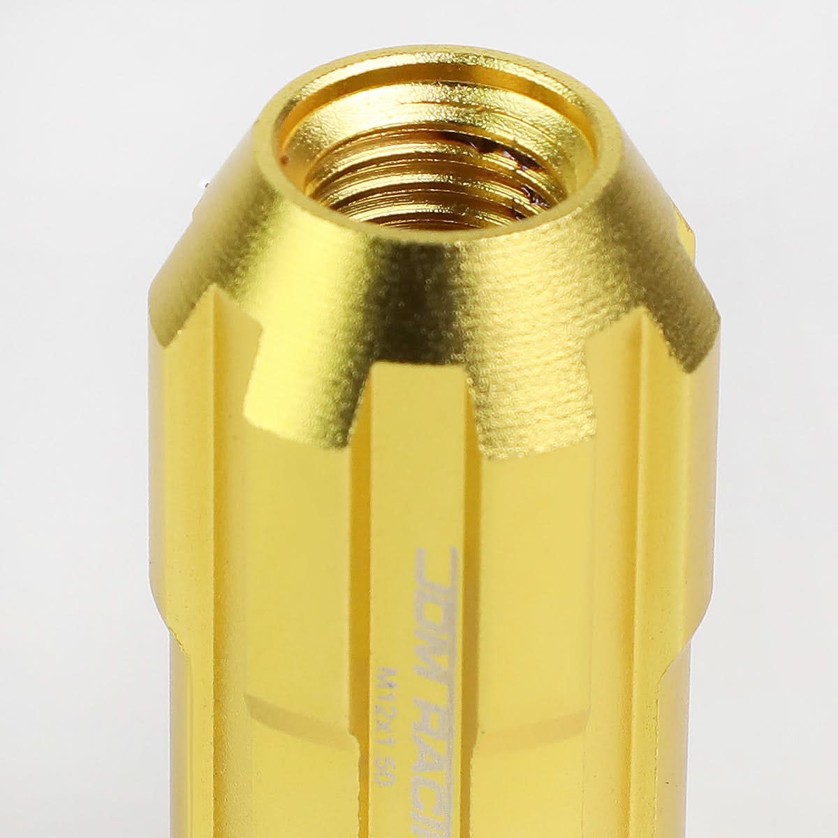 M12 x 1.5 Extended Spline Lug Nuts with Locks - Gold Aluminum