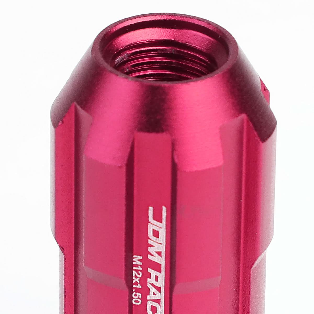 M12 x 1.5 Spline Extended Lug Nuts with Locks 20pc Set - Pink Aluminum