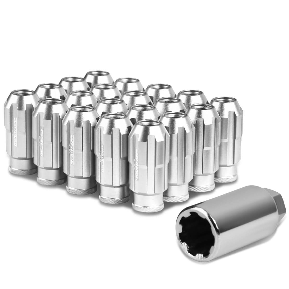 M12x1.5 Spline Lug Nuts 50mm Extended Open End 20pc Set Aluminum