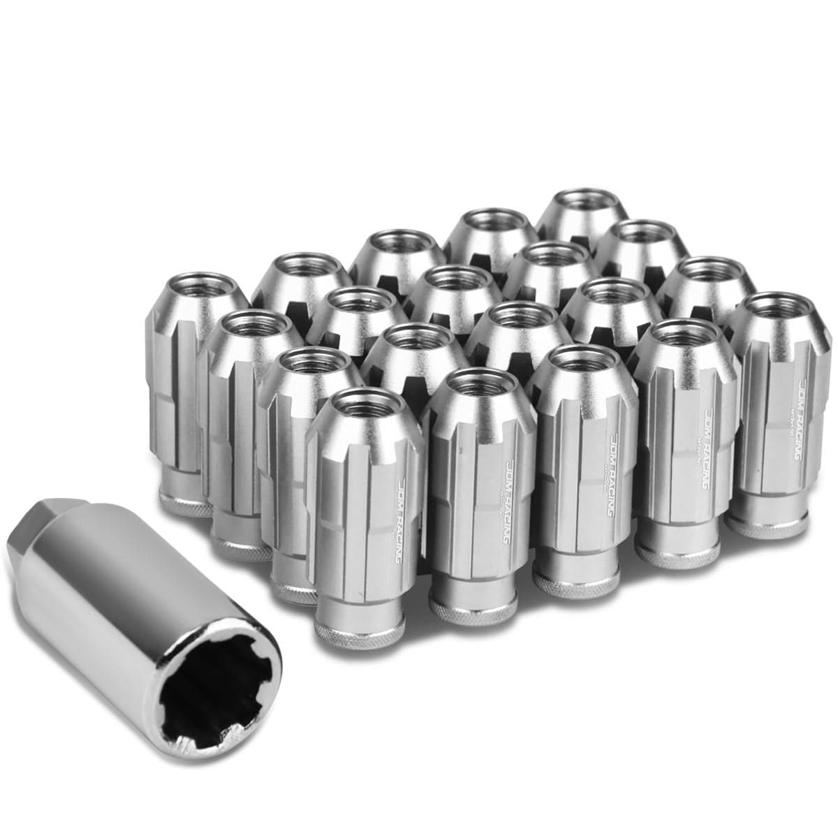M12x1.5 Spline Lug Nuts 50mm Extended Open End 20pc Set Aluminum