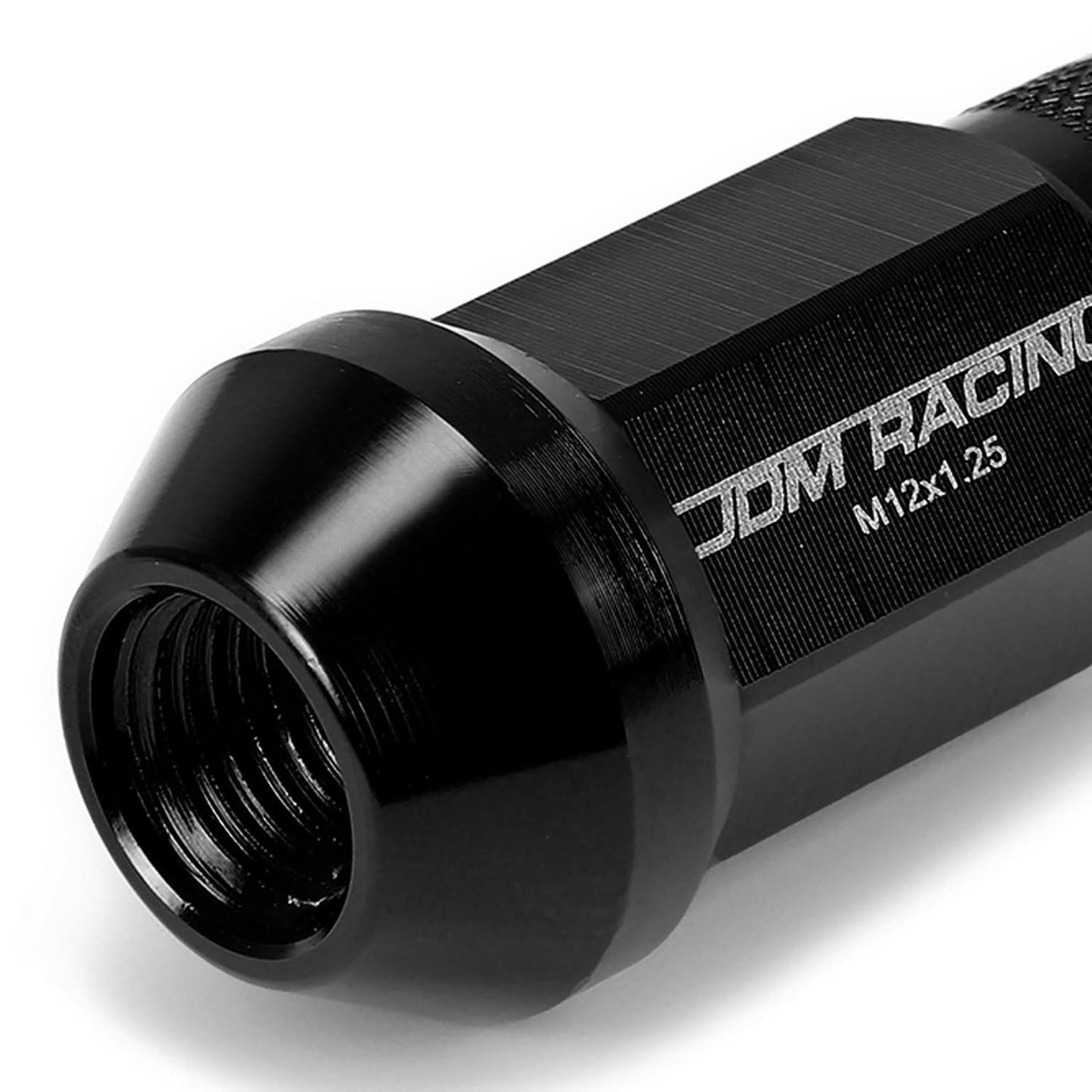 M12x1.25 Aluminum Lug Nuts - 50mm Extended Acorn Knurled Style - 20pc