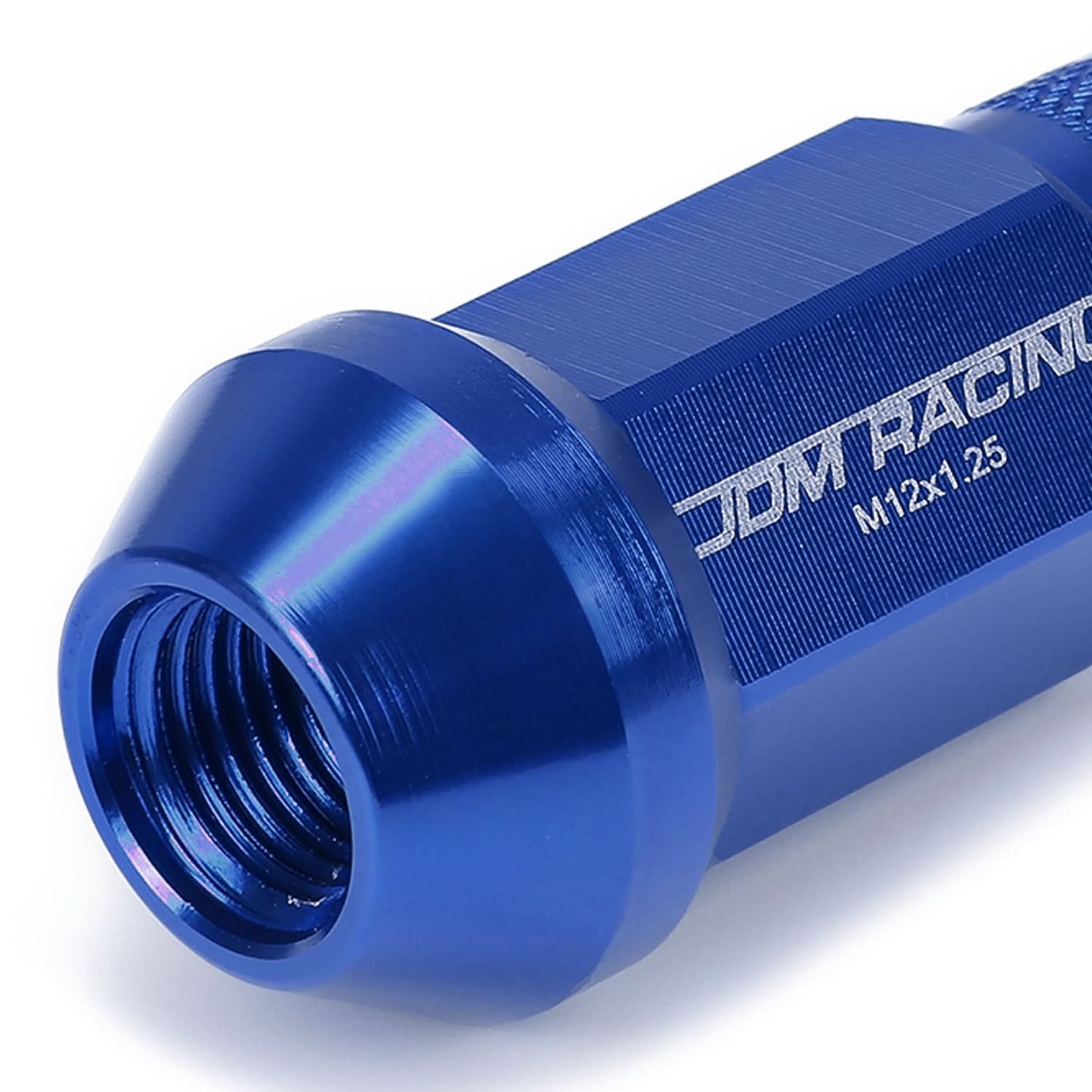 M12X1.25 Aluminum Acorn Lug Nuts 50mm Extended Open End 20pc Blue
