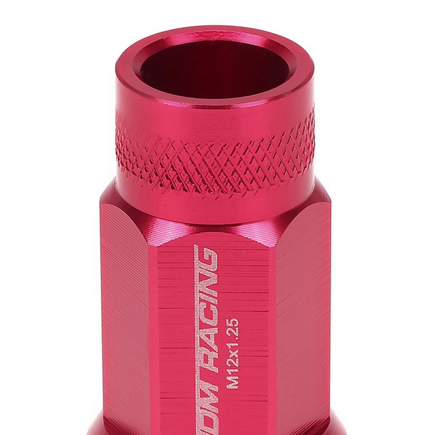 M12x1.25 Aluminum Lug Nuts - 50mm Acorn Knurled Extended 20pc Pink
