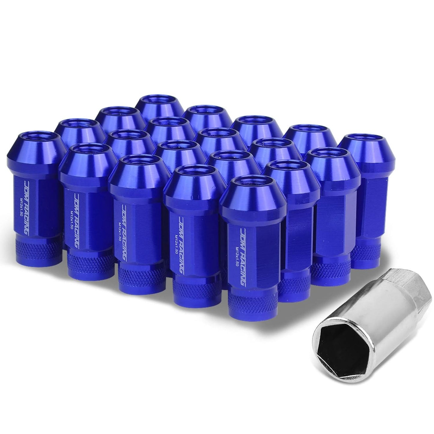 Aluminum Acorn Lug Nuts M12x1.5 Extended Open End Blue 20pc