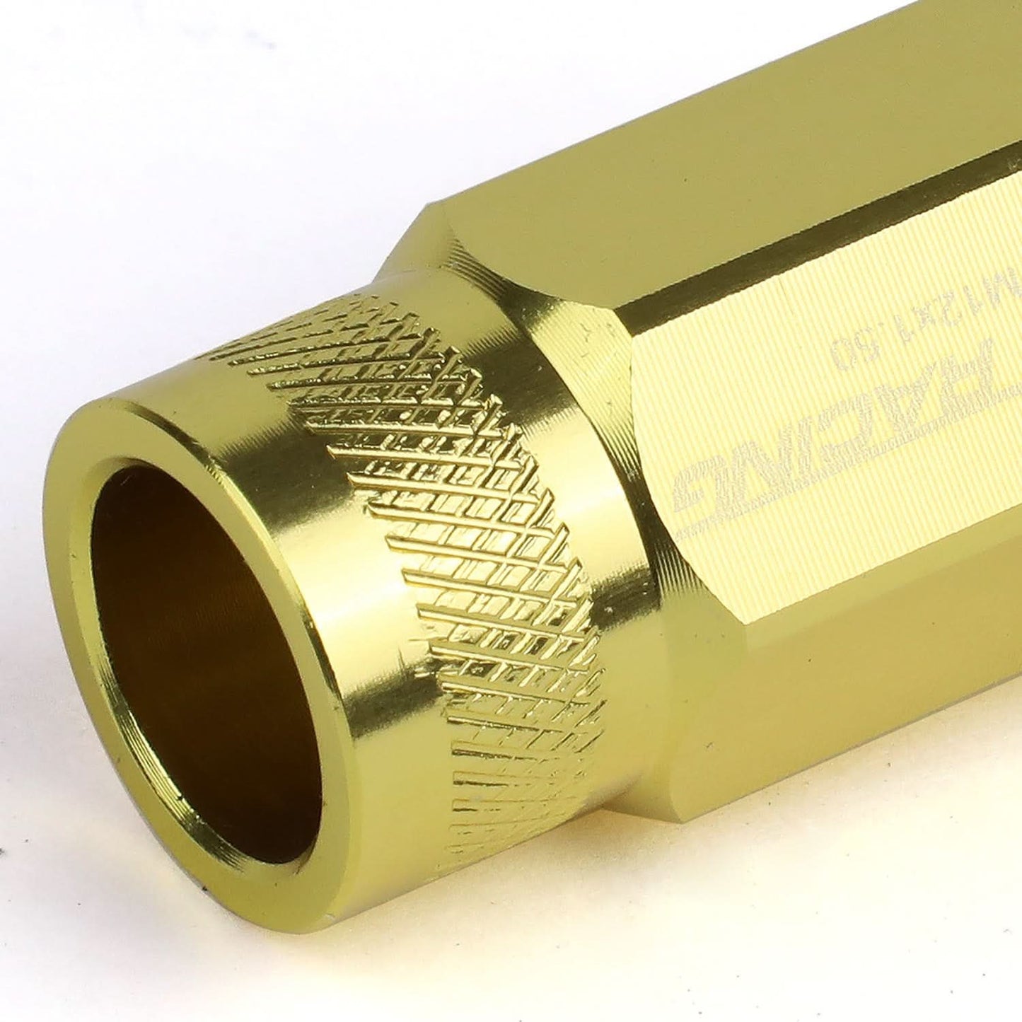 M12x1.5 Aluminum Lug Nuts 50mm Acorn Knurled Extended Open End 20pc Gold