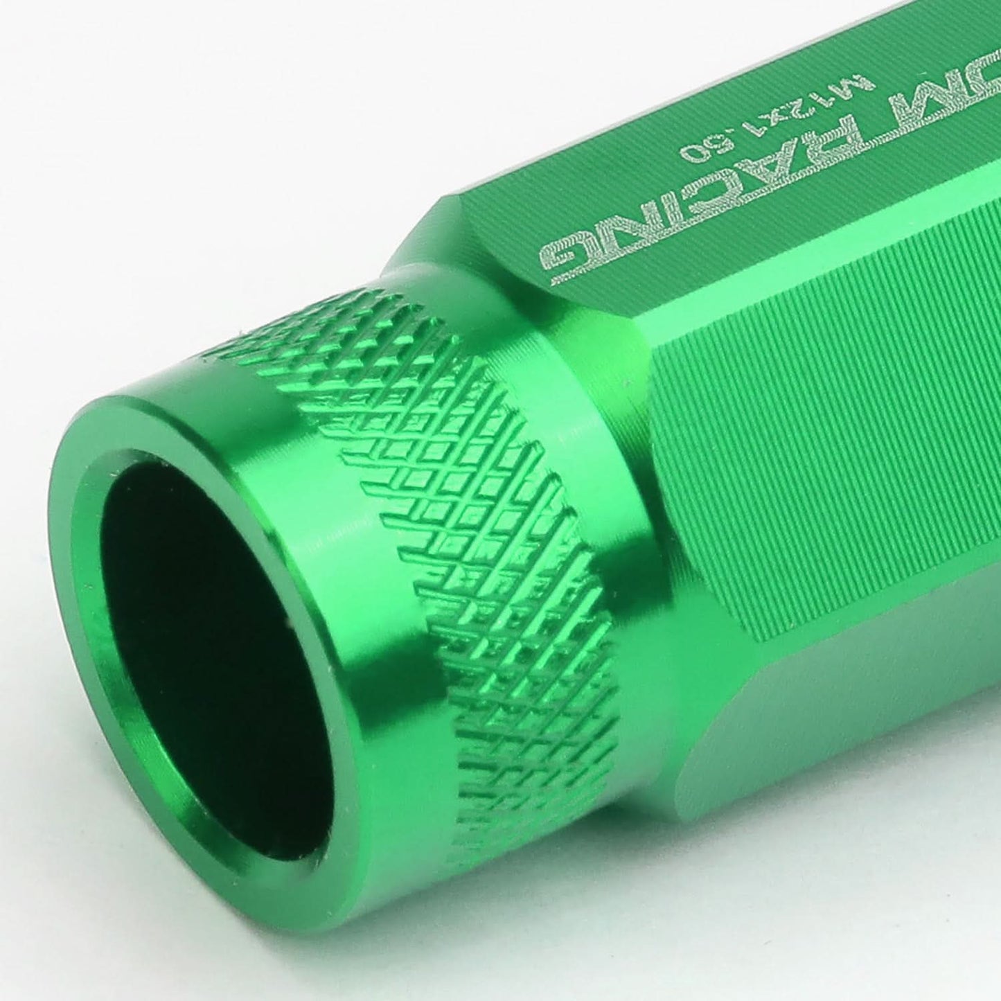 M12x1.5 Aluminum Acorn Lug Nuts 50mm Extended Green 20pc Set
