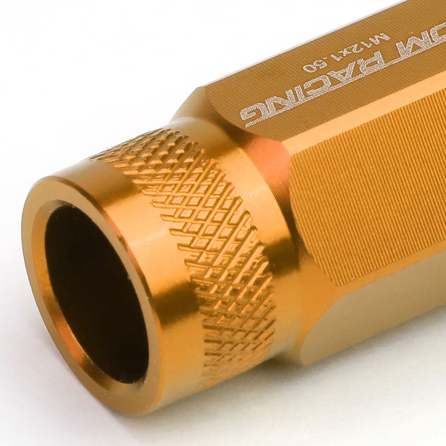 M12x1.5 Extended Acorn Knurled Lug Nuts 50mm Orange Aluminum 20pc