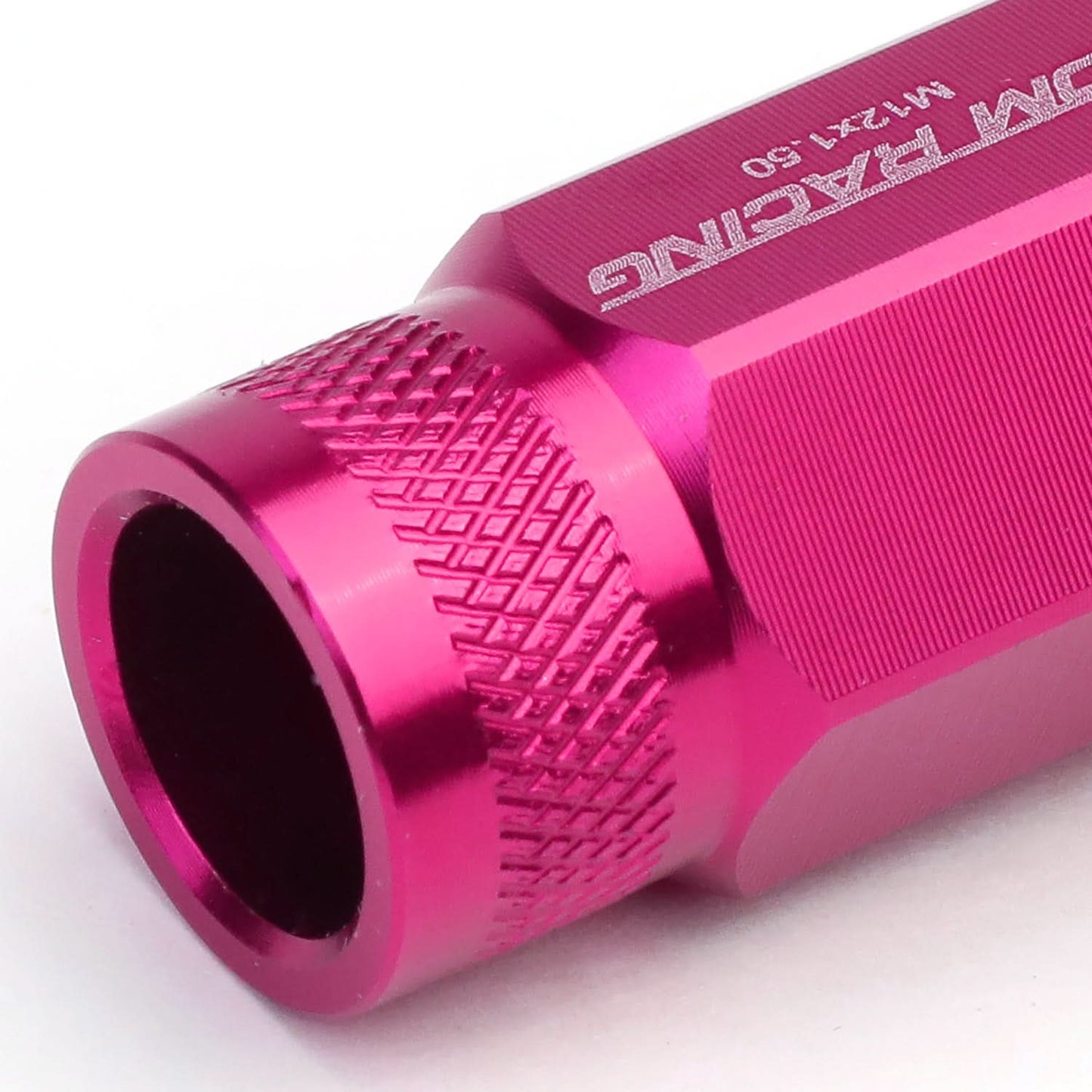 M12x1.5 Aluminum Acorn Knurled Extended Lug Nuts - Pink 20pcs