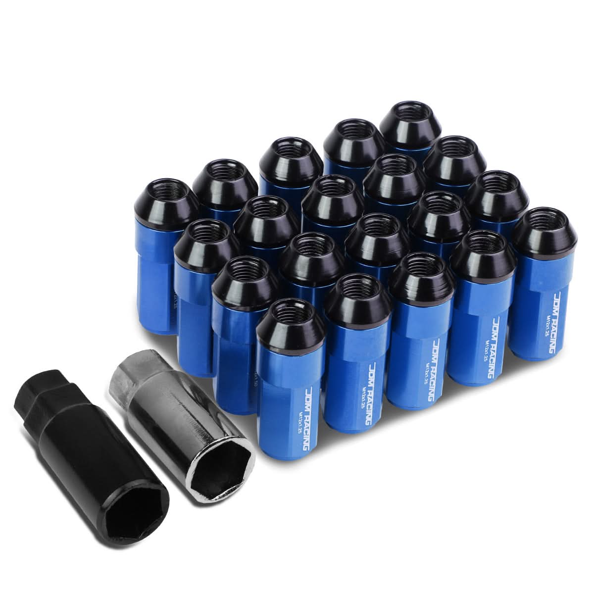 Universal Aluminum M12 x 1.25 Extended Lug Nuts 20pc Set Blue